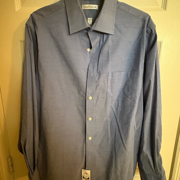 Men’s Dress Shirt- Blue - 15 1/5 x 33-34 Van Heusen Regular Fit Stretch - Picture 2 of 6